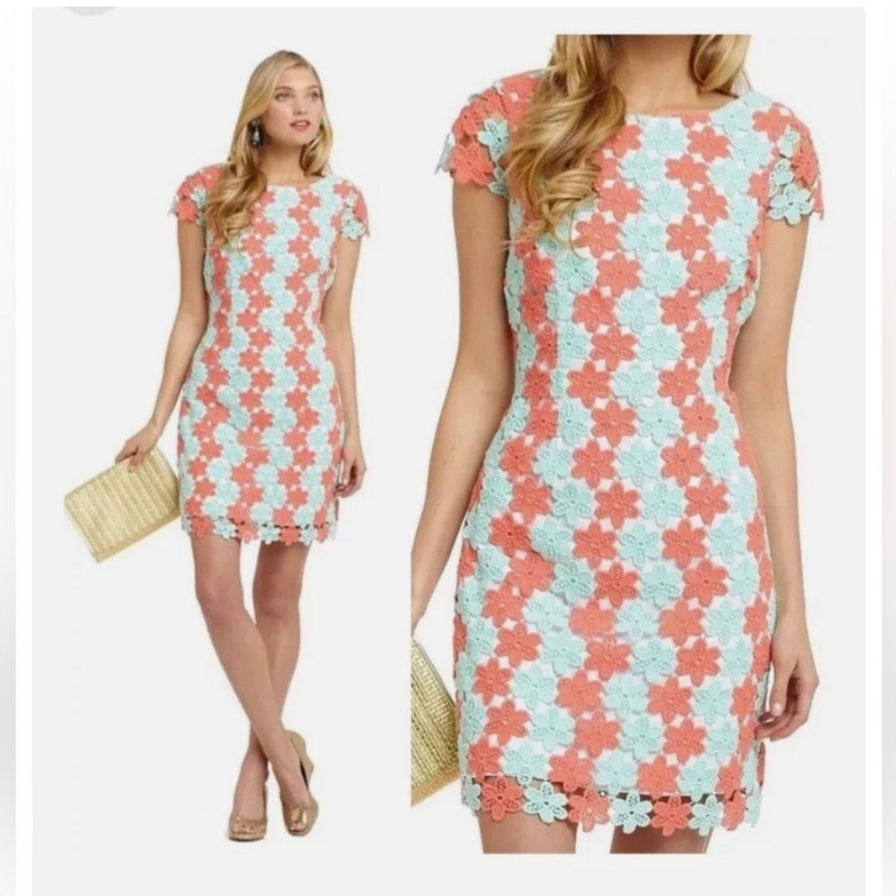 Lilly Pulitzer Orange Truly Petal Crochet Lace Dress